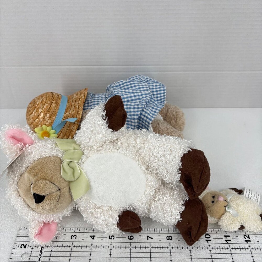 Starbucks Bearista Bears 3 Plush Lil Bo Peep Straw Hat Sheep Costume Mini Lamb - Picture 9 of 12